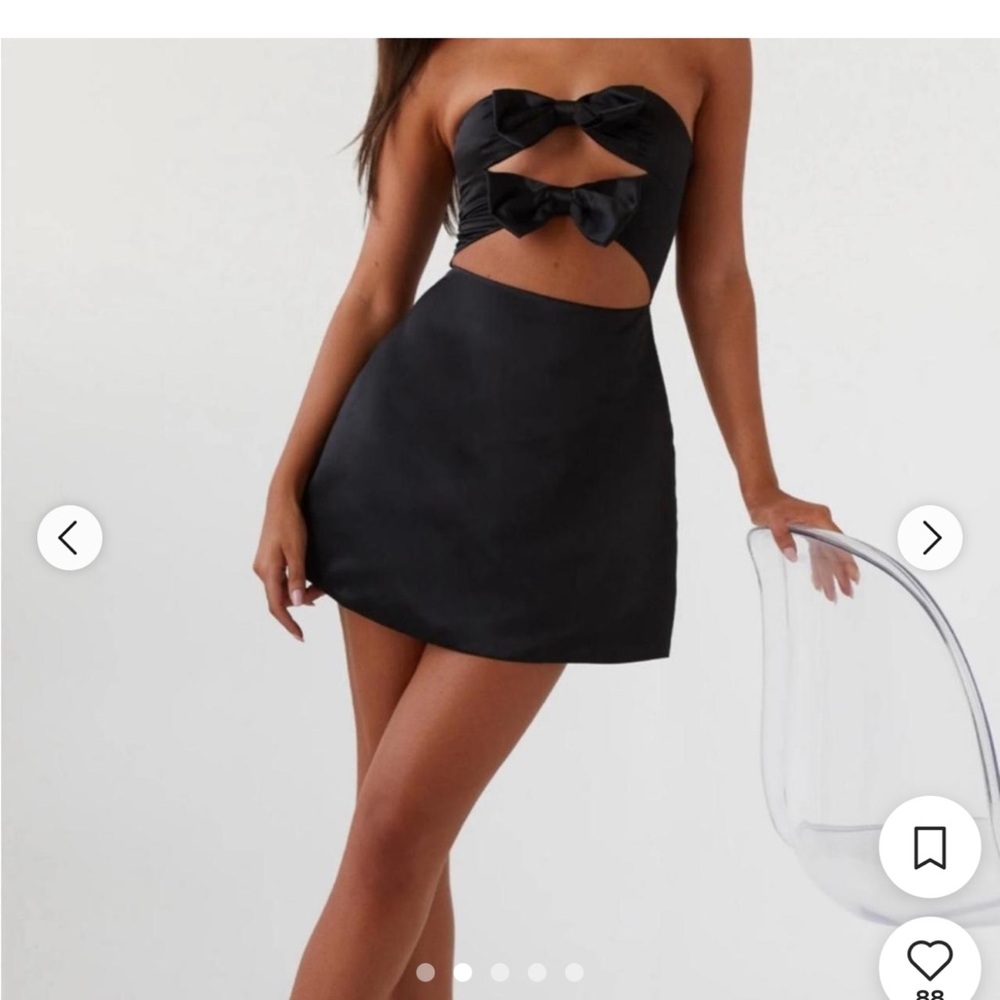Peppermayo Elegant Black Bow Cutout Dress in Size 8 - Picture 2 of 6